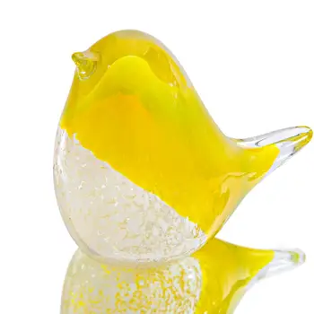 H&D Mākslas Stikla Kristāla Putnu Statuetes Roku darbs Pūstā Stikla Dzīvnieku Papīra Wight Mātes Diena Dāvanu, Mājas Biroja Galda Rotājumu(Dzeltena)