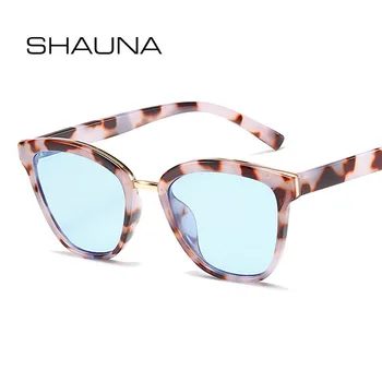 SHAUNA Ins Populārs Modes Krāsains Cat Eye Sieviešu Saulesbrilles Retro Leopard Tējas Zilā Toņos UV400 Trending Vīriešiem Kvadrātveida Saules Brilles