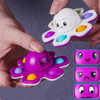 Pirkstu Rotaļlietas Autismu Stress Atvieglojums, Silikona Interaktīvās Flip Nop Astoņkāji Mainīt Sejas Dekompresijas Push Nospiediet Burbulis par Ripu