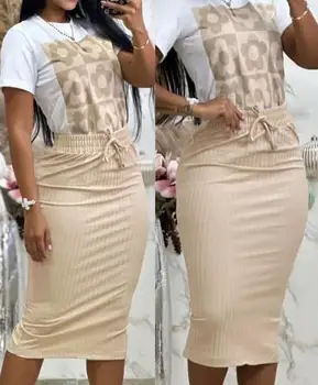 Divas Gabals, kas par Womem Gadījuma Modes Ziedu Grafiskais Izdrukāt Top & Aukliņu, Šķeltas Malas Uzstādīt Y2K Apģērbs Elegants Braukā