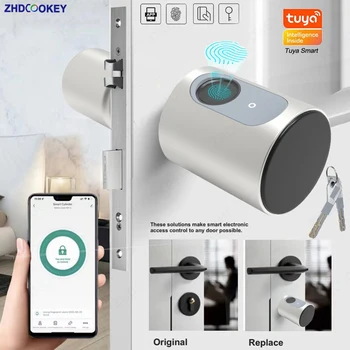 Smart Bloķēšanas Cilindru Tuya Bluetooth Eiropā Biometrisko pirkstu Nospiedumu RFID Kartes APP Taustiņu DIY Regulējams Core Lielums Elektroniskās Durvju Slēdzenes