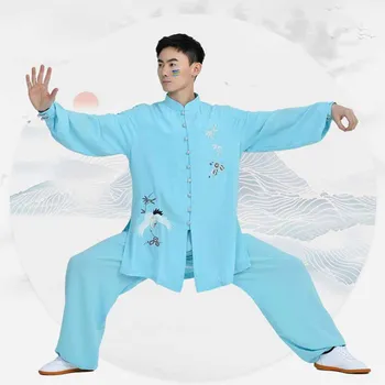 Izšuvumi Celtņa Kung Fu Kostīmu Tai Chi Uzvalks Cīņas Mākslas Praksi Apģērbu ar garām Piedurknēm 2gab Krekls&bikses Sievietēm un vīriešiem Ušu Uzvalks