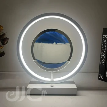 LED Moving Smilšu Mākslas Galda Lampas, 3D smilšu pulkstenis Dziļūdens Sandscape Displejs, kas Plūst Rāmi 10/12inch Gultas Gaismas Mājas Apdare